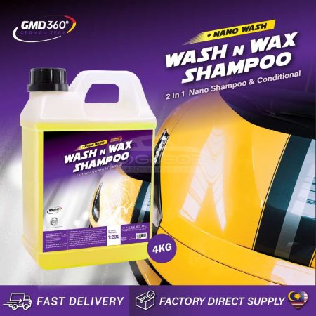 GMD Nano Wash & Wax 2 In 1 Car Shampoo (4kg) Car Wash Shampoo Conditioner Foam Wash Shampoo Automotive Kereta