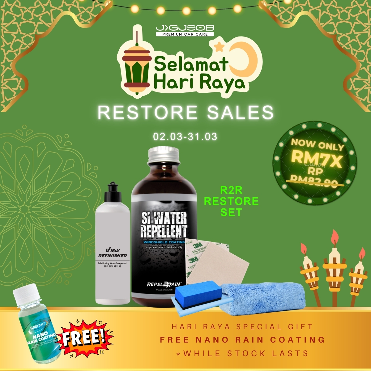 R2R Windscreen Coating (250ml) Hydrophobic Windscreen Liquid Glass Coating
