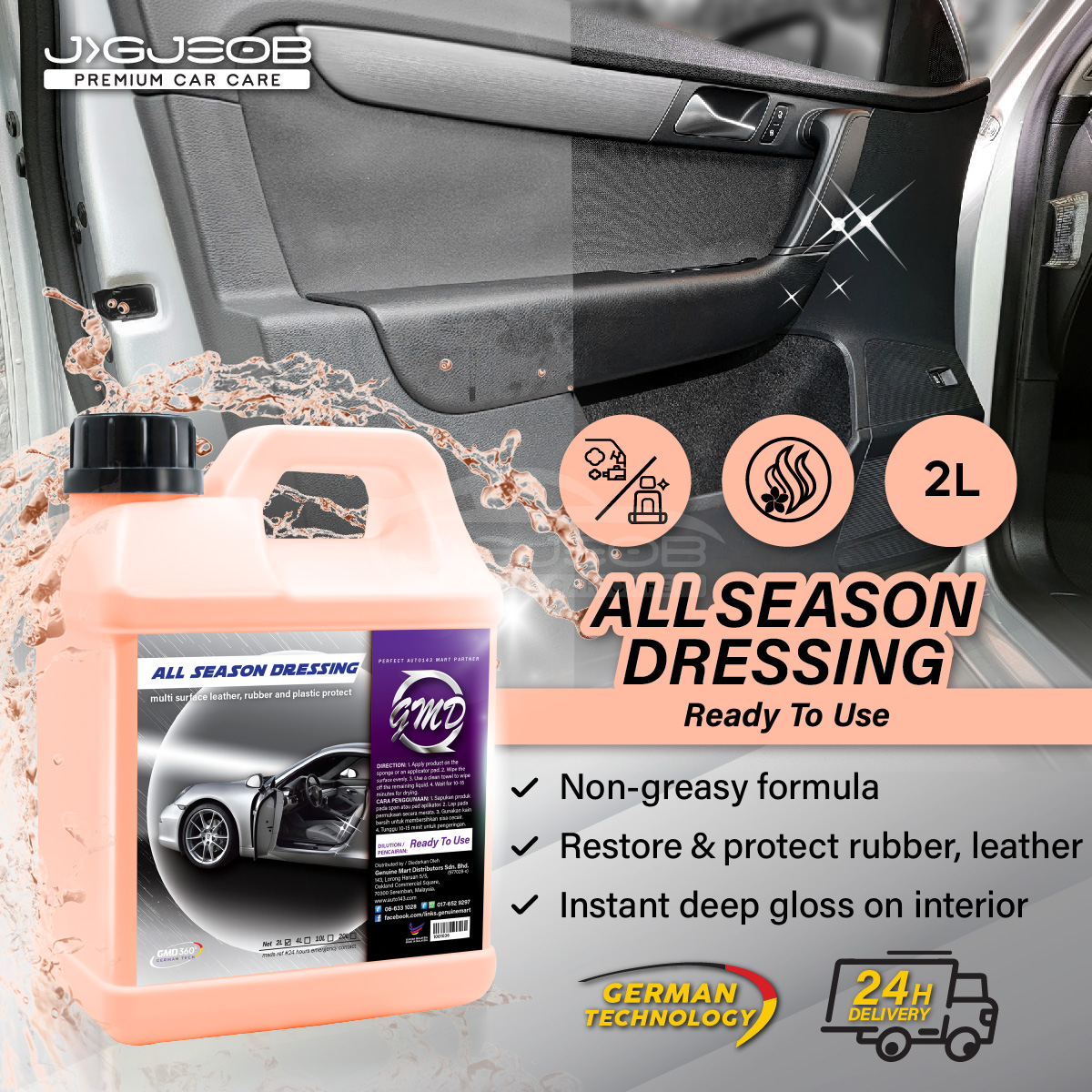 GMD All Season Dressing (64oz) Interior Dressing Car Leather Interior Vinyl Dressing Plastic Dressing Trim Dressing Inner Wax
